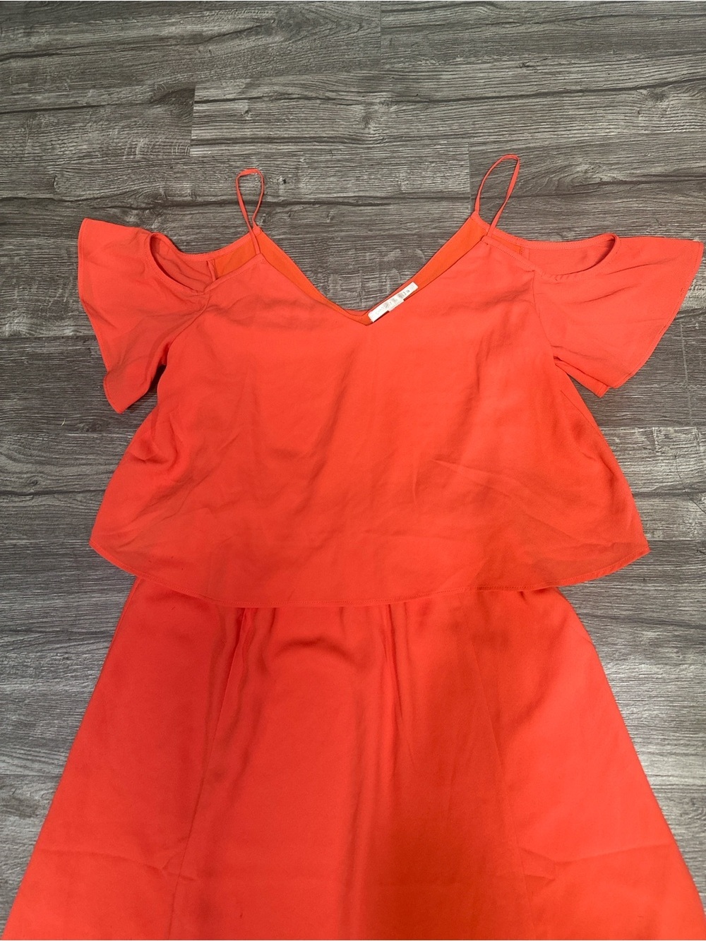 cooper & ella Orange Cold-Shoulder Spaghetti Strap Mini Dress - Picture 4 of 7